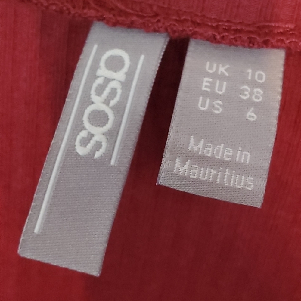 ASOS Red V-neck Ribbed Shirt - Picture 4 of 4